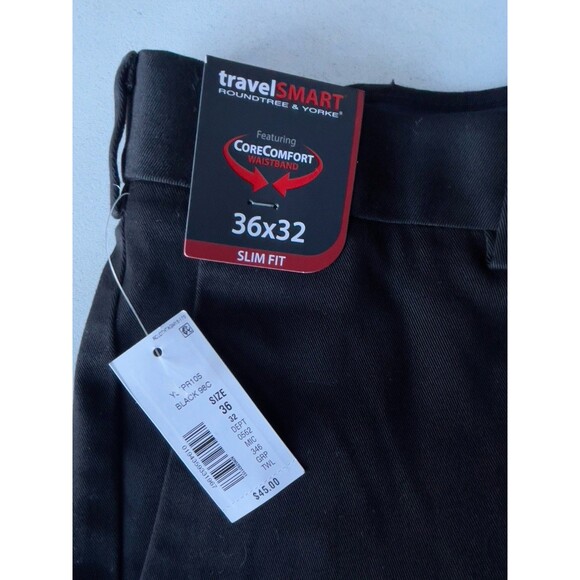 Roundtree & Yorke TravelSmart Men’s 36x32 Black Slim Fit NON IRON Stretch Pants - Picture 9 of 13